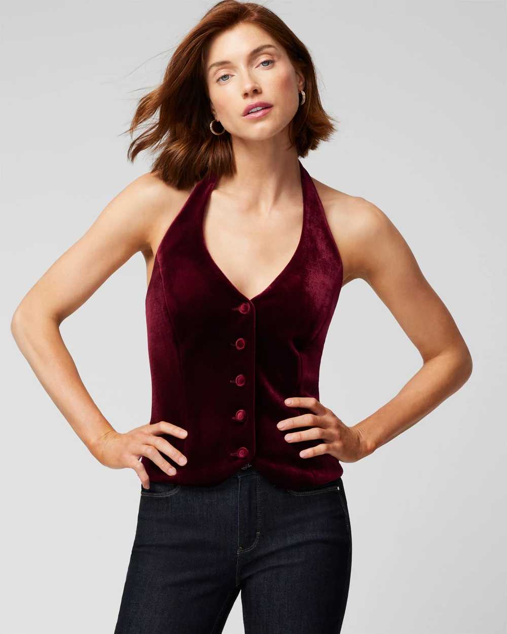 Halter Velvet Vest White House Black Market